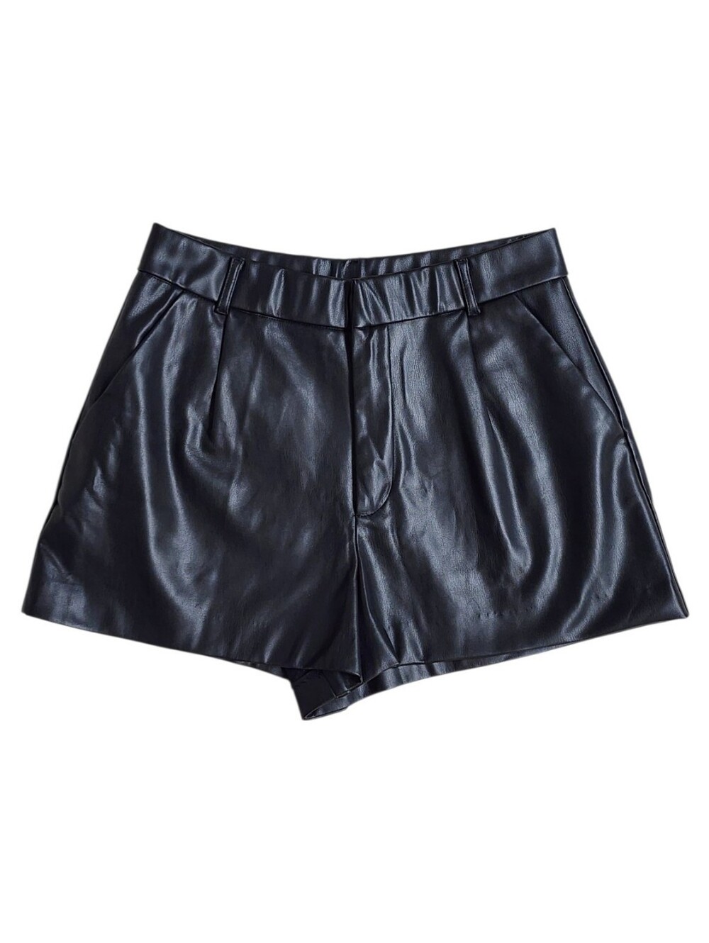 Zara Black High-Waist Faux Leather Shorts Size L - Picture 7 of 12